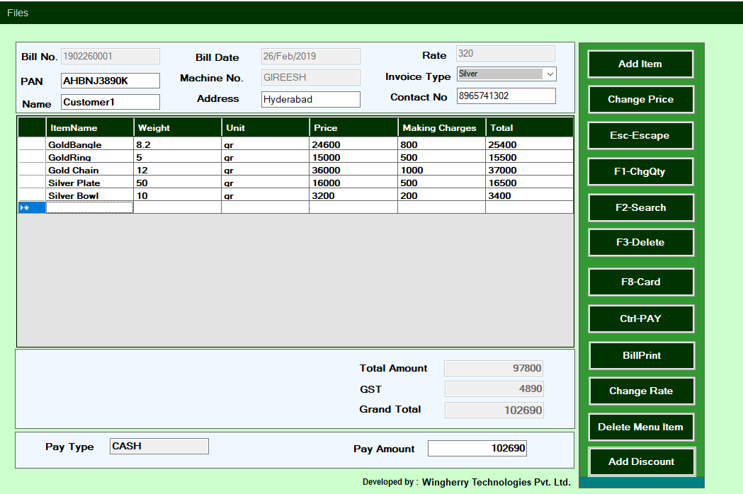 Jewellery on sale billing software